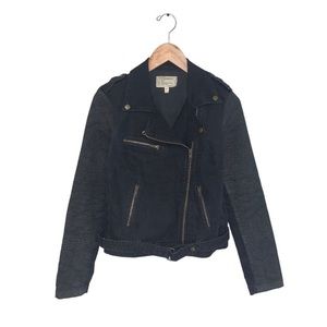 Current/Elliott "Easy Biker" Jacket Black Grey Dark‎ Denim Moto Edgy Size  Small
